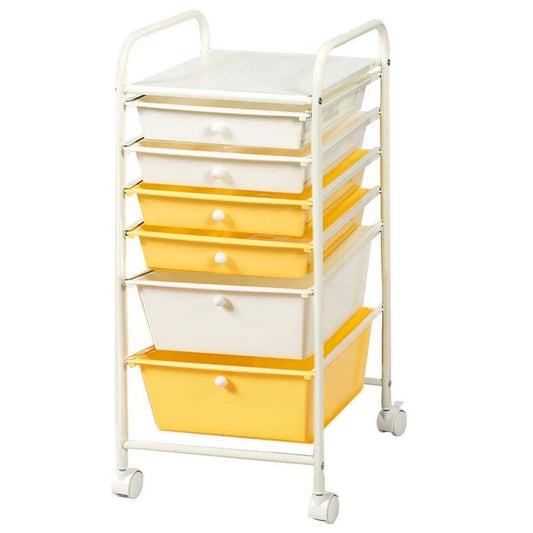 6 Drawers Rolling Storage Cart Organizer-Yellow Kids Crystal