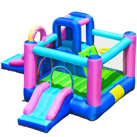 Inflatable Bounce Castle with Dual Slides and Climbing Wall without Blower Kids Crystal
