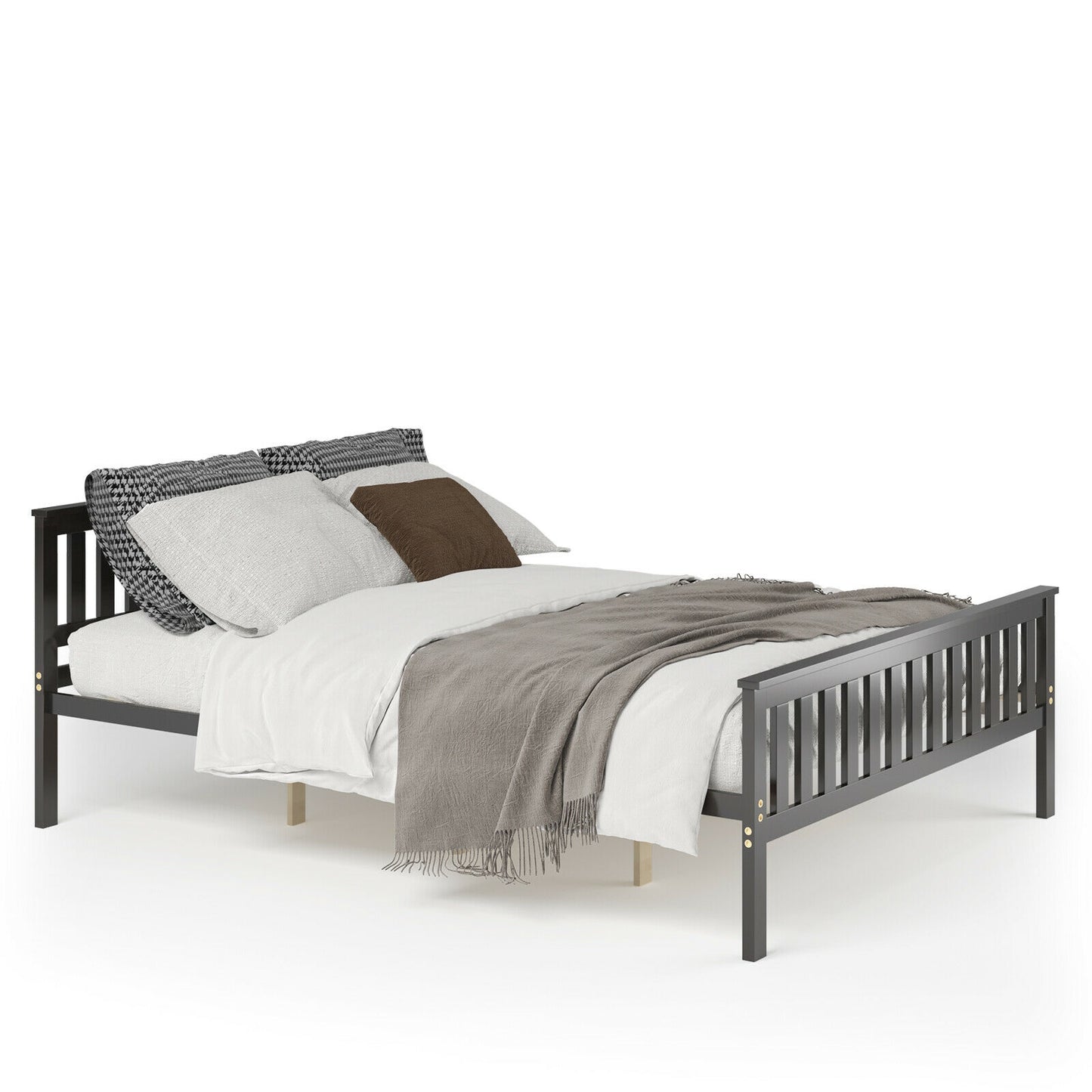 Queen Wood Platform Bed with Headboard Kids Crystal