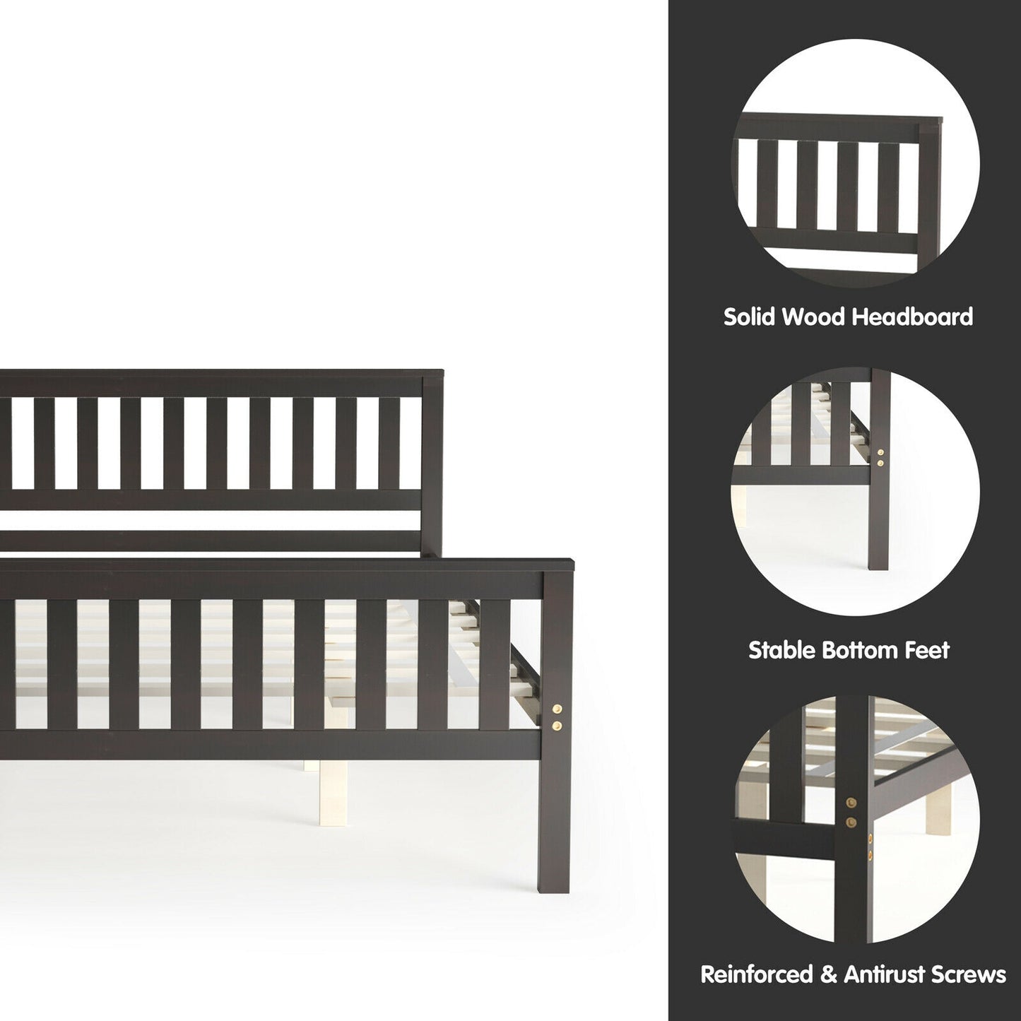 Queen Wood Platform Bed with Headboard Kids Crystal