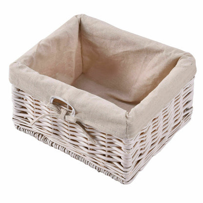 3 Tier Set of 2 Wood Nightstand with 1 and 2 Basket Drawer -White