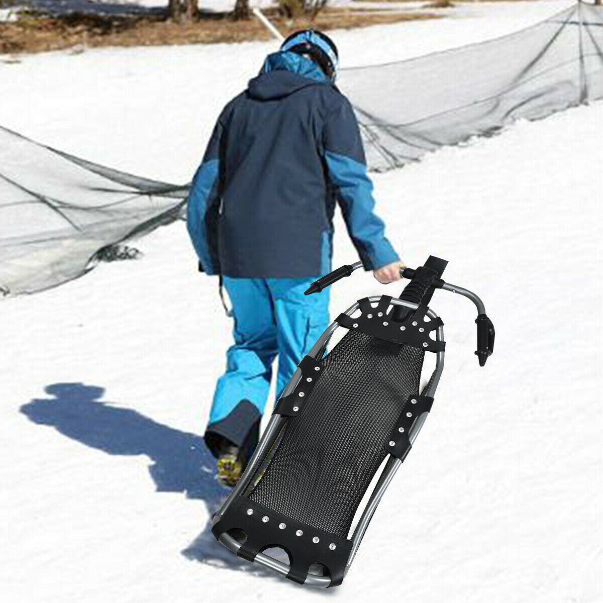 Snow Racer Sled with Textured Grip Handles and Mesh Seat Kids Crystal