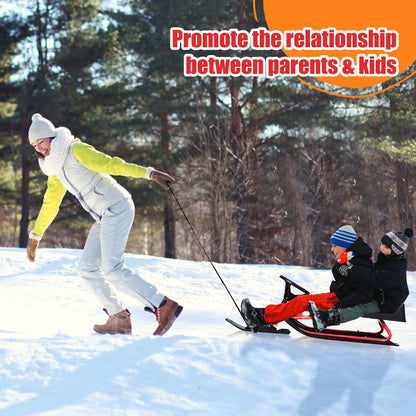 Kids Snow Sled withDouble Brakes Pull Rope and Steering Wheel
