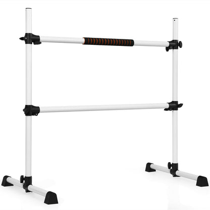 4 Feet Portable Freestanding Stable Construction Pilates Ballet Barre with Double Dance Bar-Gray