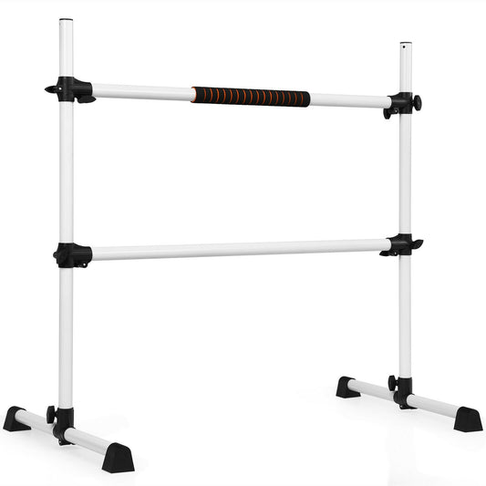 4 Feet Portable Freestanding Stable Construction Pilates Ballet Barre with Double Dance Bar-Gray Kids Crystal