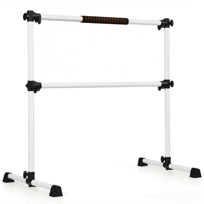 4 Feet Portable Freestanding Stable Construction Pilates Ballet Barre with Double Dance Bar-Gray