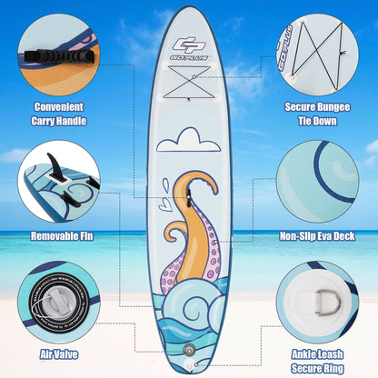 10.5 feet Inflatable Stand Up Paddle Board Surfboard with Aluminum Paddle Pump-10.5 feet