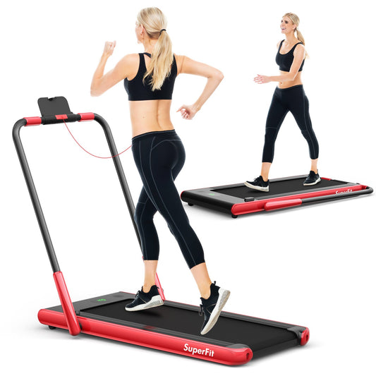 2-in-1 Folding Treadmill with Remote Control and LED Display-Red Kids Crystal