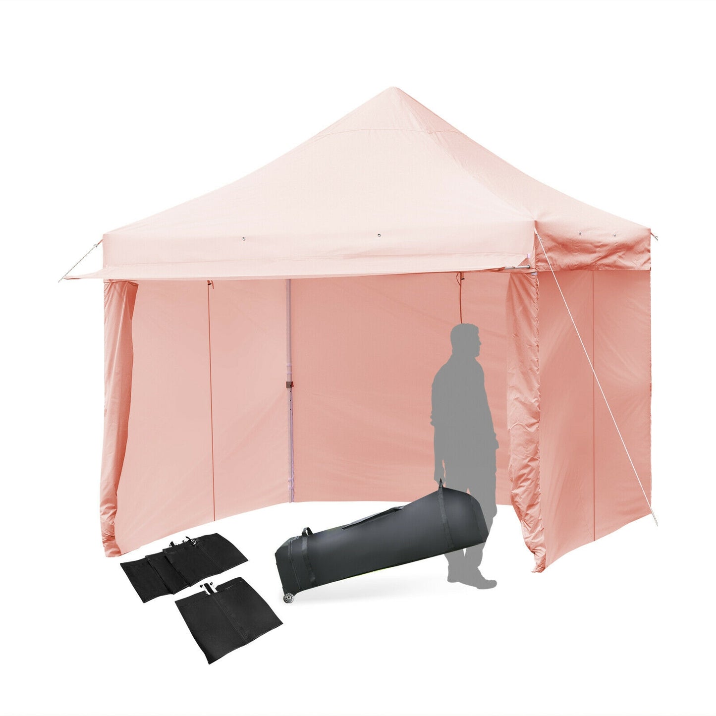 10 x 10 Feet Pop up Gazebo with 4 Height and Adjust Folding Awning-Pink Kids Crystal