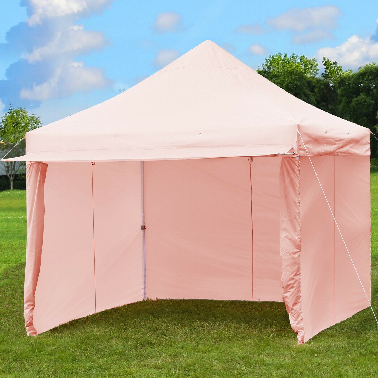 10 x 10 Feet Pop up Gazebo with 4 Height and Adjust Folding Awning-Pink Kids Crystal