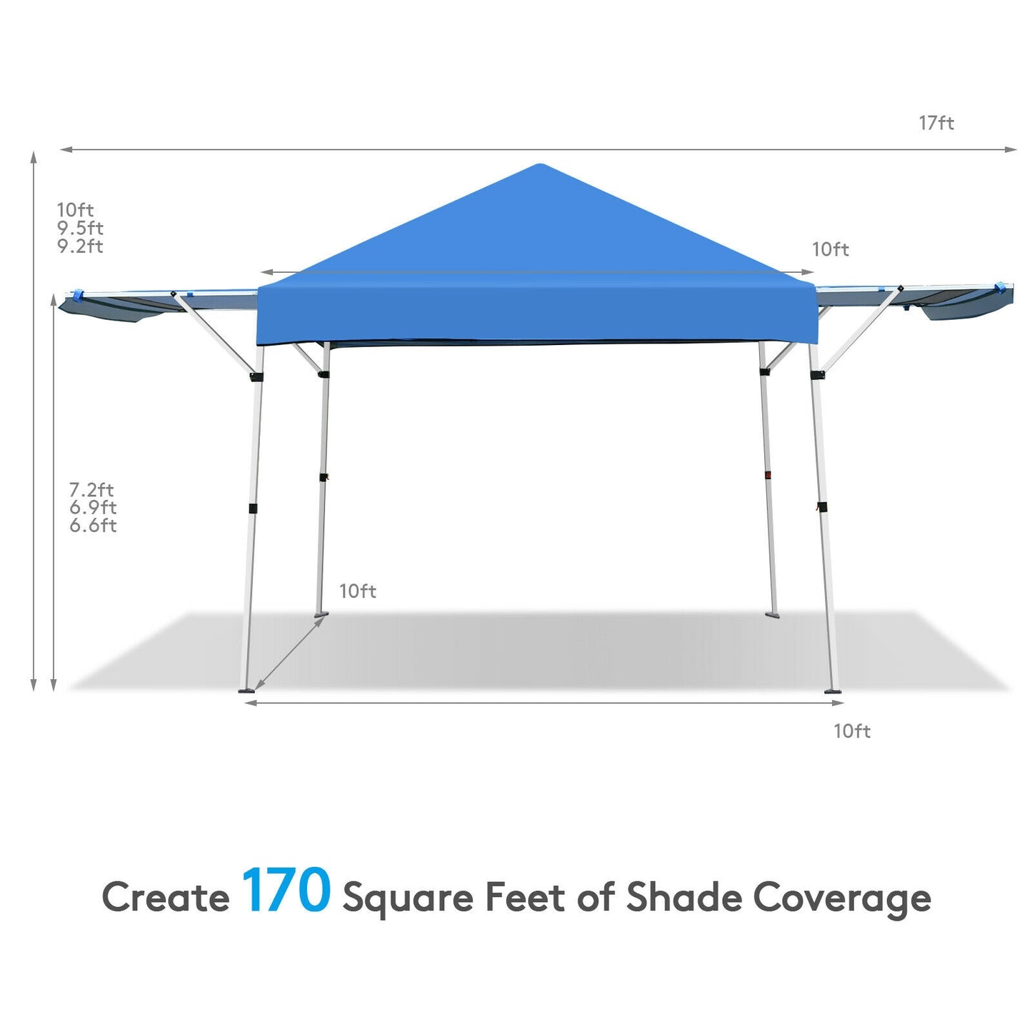 17 Feet x 10 Feet Foldable Pop Up Canopy with Adjustable Instant Sun Shelter-Blue Kids Crystal