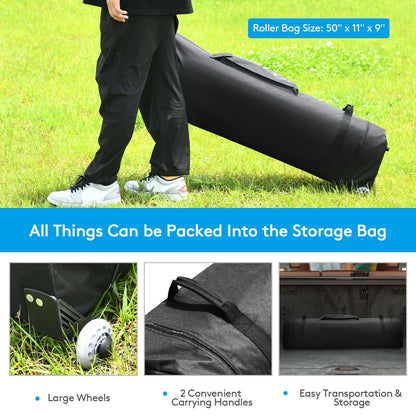 17 Feet x 10 Feet Foldable Pop Up Canopy with Adjustable Instant Sun Shelter-Blue