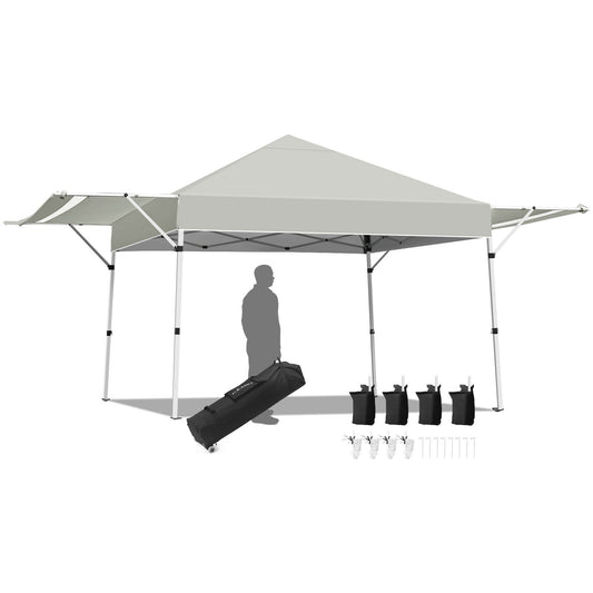 17 Feet x 10 Feet Foldable Pop Up Canopy with Adjustable Instant Sun Shelter-Gray Kids Crystal