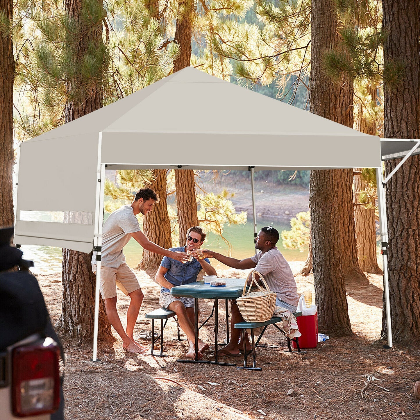 17 Feet x 10 Feet Foldable Pop Up Canopy with Adjustable Instant Sun Shelter-Gray Kids Crystal