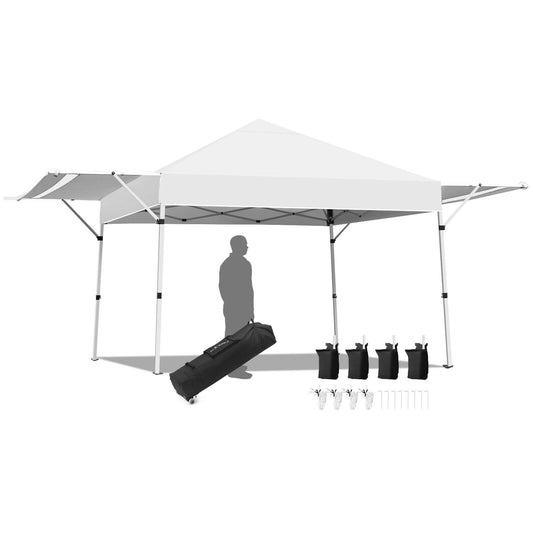 17 Feet x 10 Feet Foldable Pop Up Canopy with Adjustable Instant Sun Shelter-White Kids Crystal