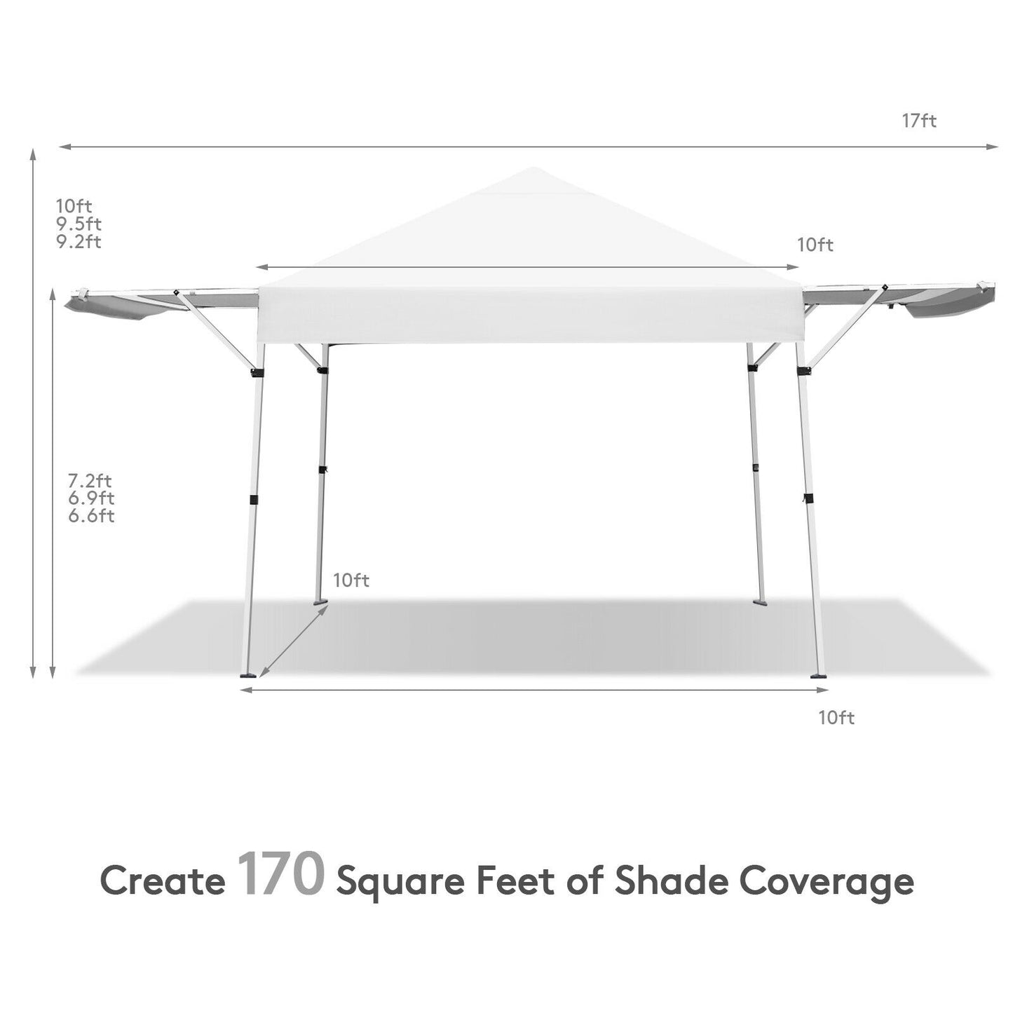17 Feet x 10 Feet Foldable Pop Up Canopy with Adjustable Instant Sun Shelter-White Kids Crystal