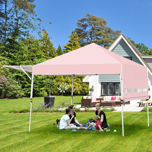 17 Feet x 10 Feet Foldable Pop Up Canopy with Adjustable Instant Sun Shelter-Pink Kids Crystal