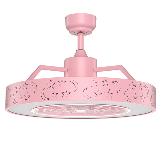 23 Inch Ceiling Fan with LED Light and Remote Control-Pink Kids Crystal