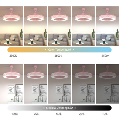 23 Inch Ceiling Fan with LED Light and Remote Control-Pink
