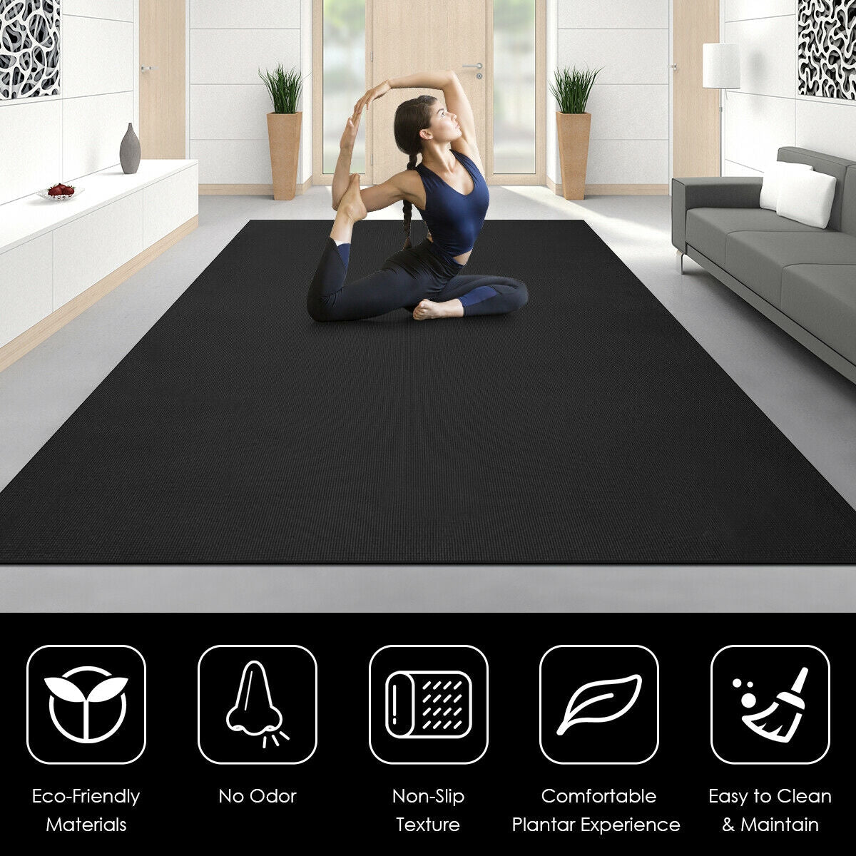 Workout Yoga Mat for Exercise-Black Kids Crystal