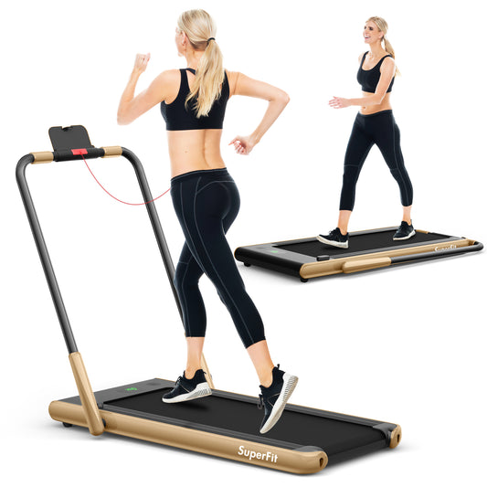 2-in-1 Folding Treadmill with Remote Control and LED Display-Golden Kids Crystal
