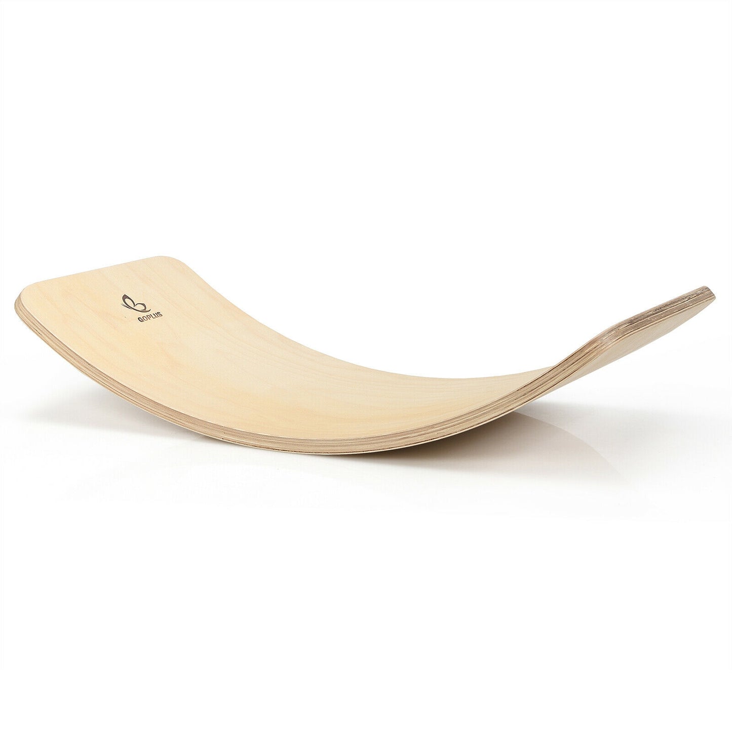 35 Inch Wooden Wobble Balance Board Kids Rocker Yoga Curvy Board Toy with Felt Layer-Natural