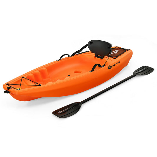 6 Feet Youth Kids Kayak with Bonus Paddle and Folding Backrest for Kid Over 5-Orange Kids Crystal