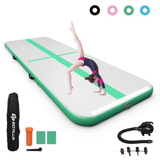 15 Feet Inflatable Gymnastics Tumbling Mat-Green Kids Crystal