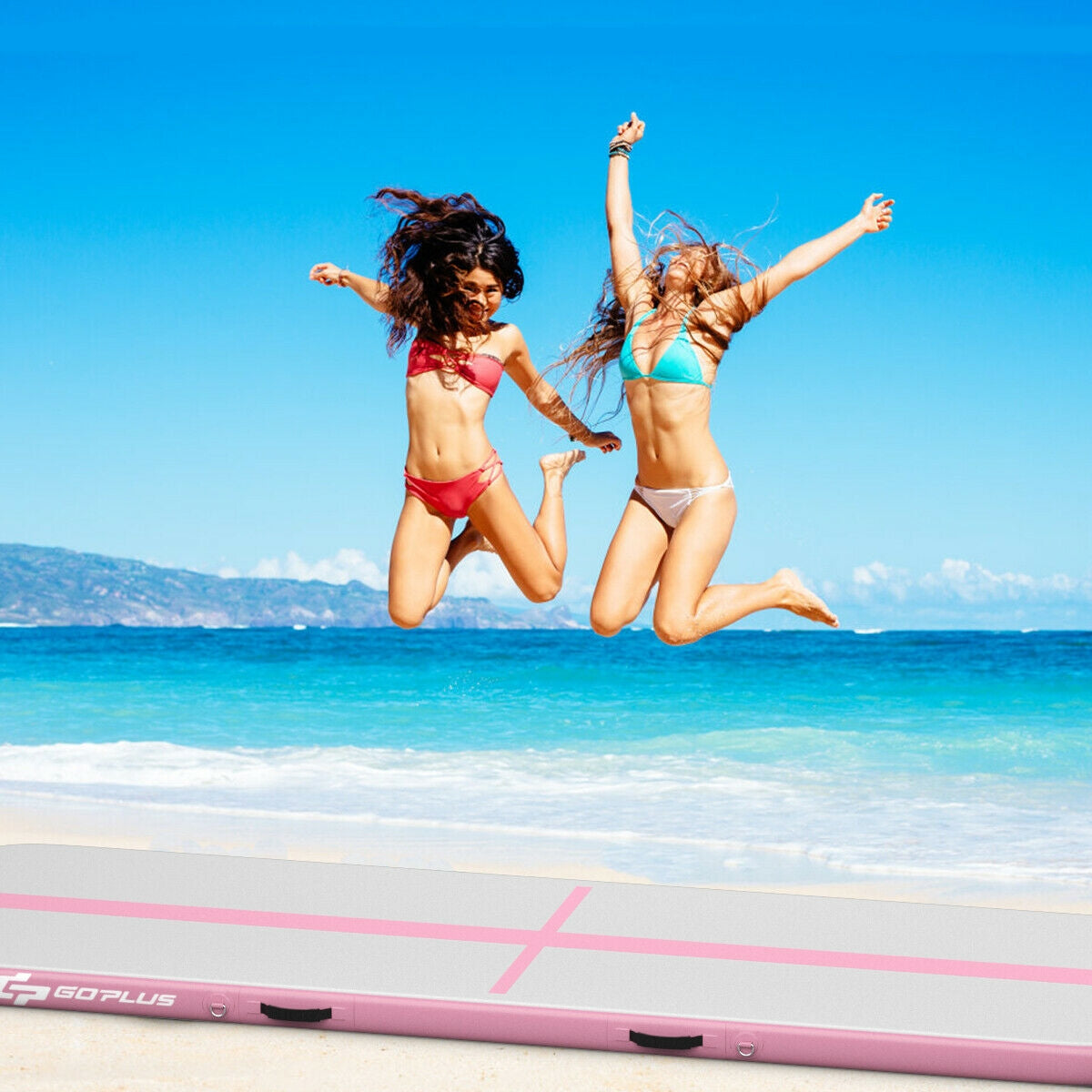 15 Feet Inflatable Gymnastics Tumbling Mat-Pink Kids Crystal