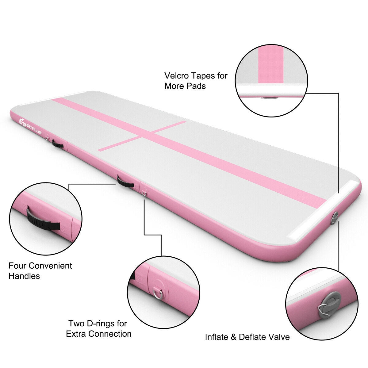 15 Feet Inflatable Gymnastics Tumbling Mat-Pink Kids Crystal