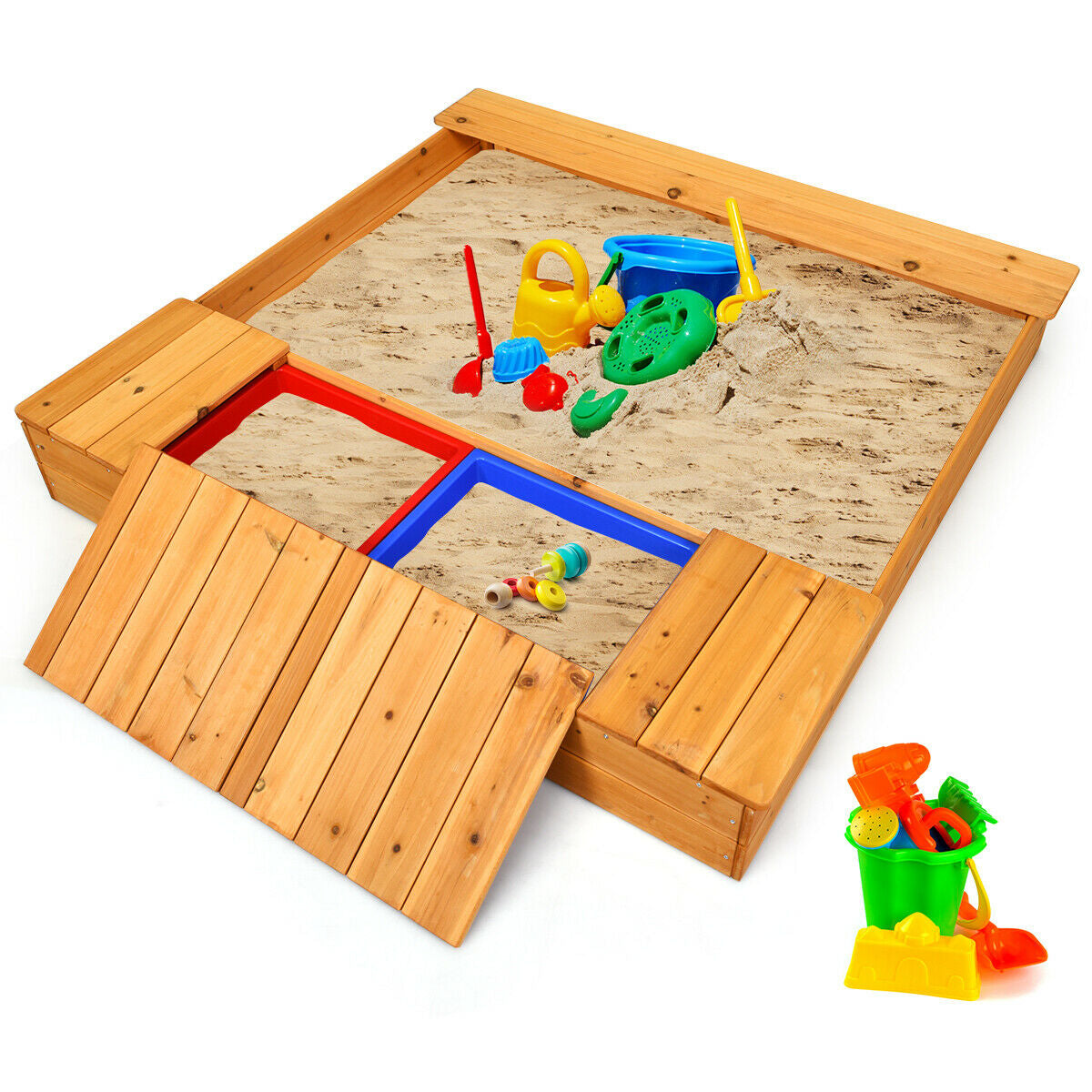 Kids Outdoor Playset Backyard Cedar Sandbox Kids Crystal