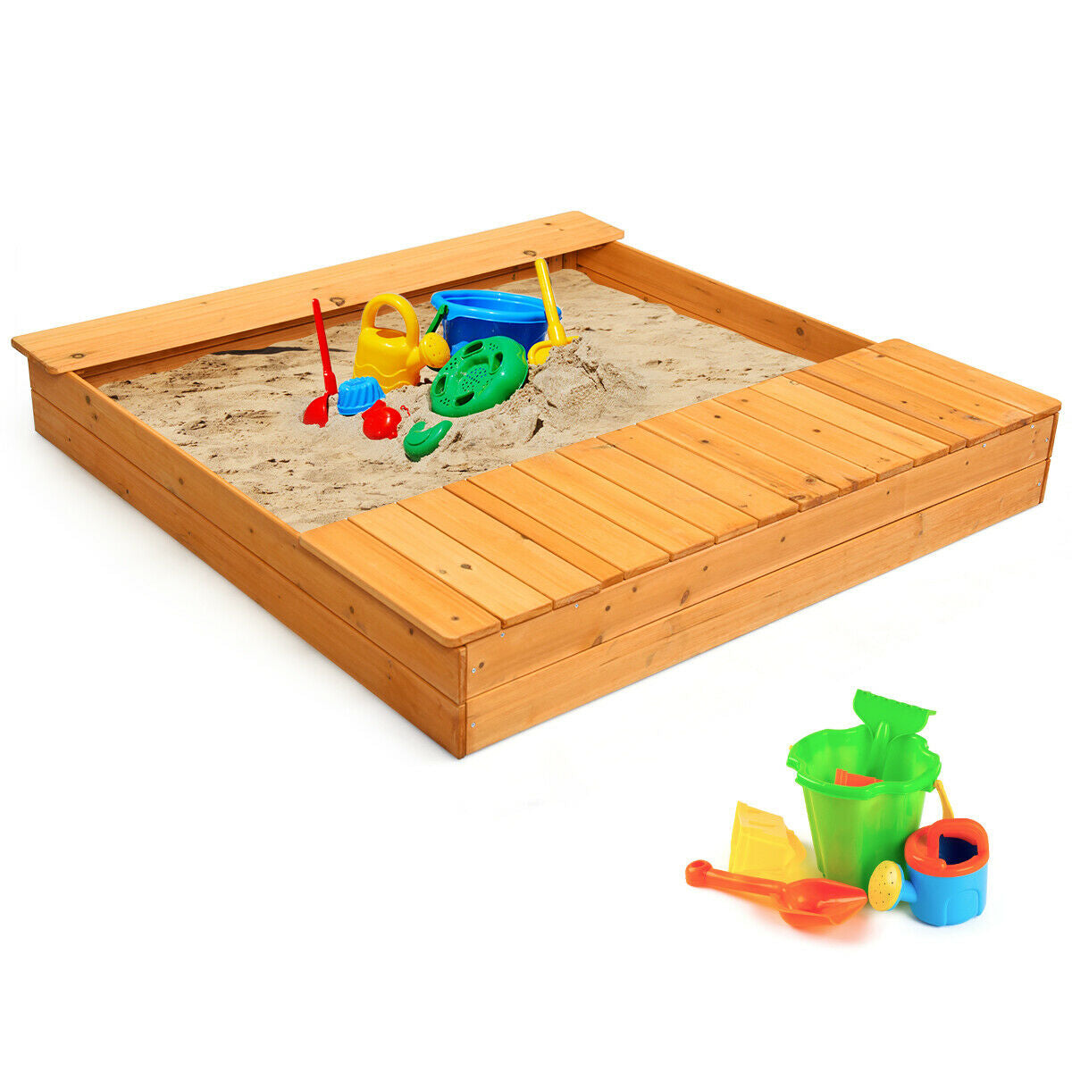 Kids Outdoor Playset Backyard Cedar Sandbox Kids Crystal