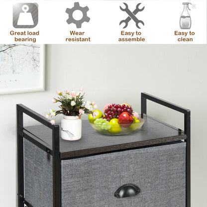 3-in-1 Portable Multifunctional Dresser with 8 Fabric Drawers and Metal Rack