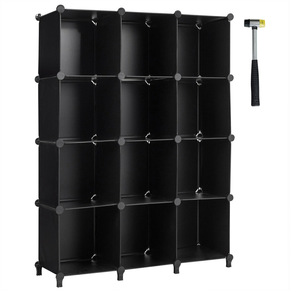 12 Plastic Cube Storage Organizer-Black Kids Crystal