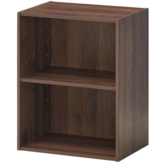 2-Layer Multifunctional Furniture Display Cabinet with Large Capacity Storage Space-Walnut Kids Crystal