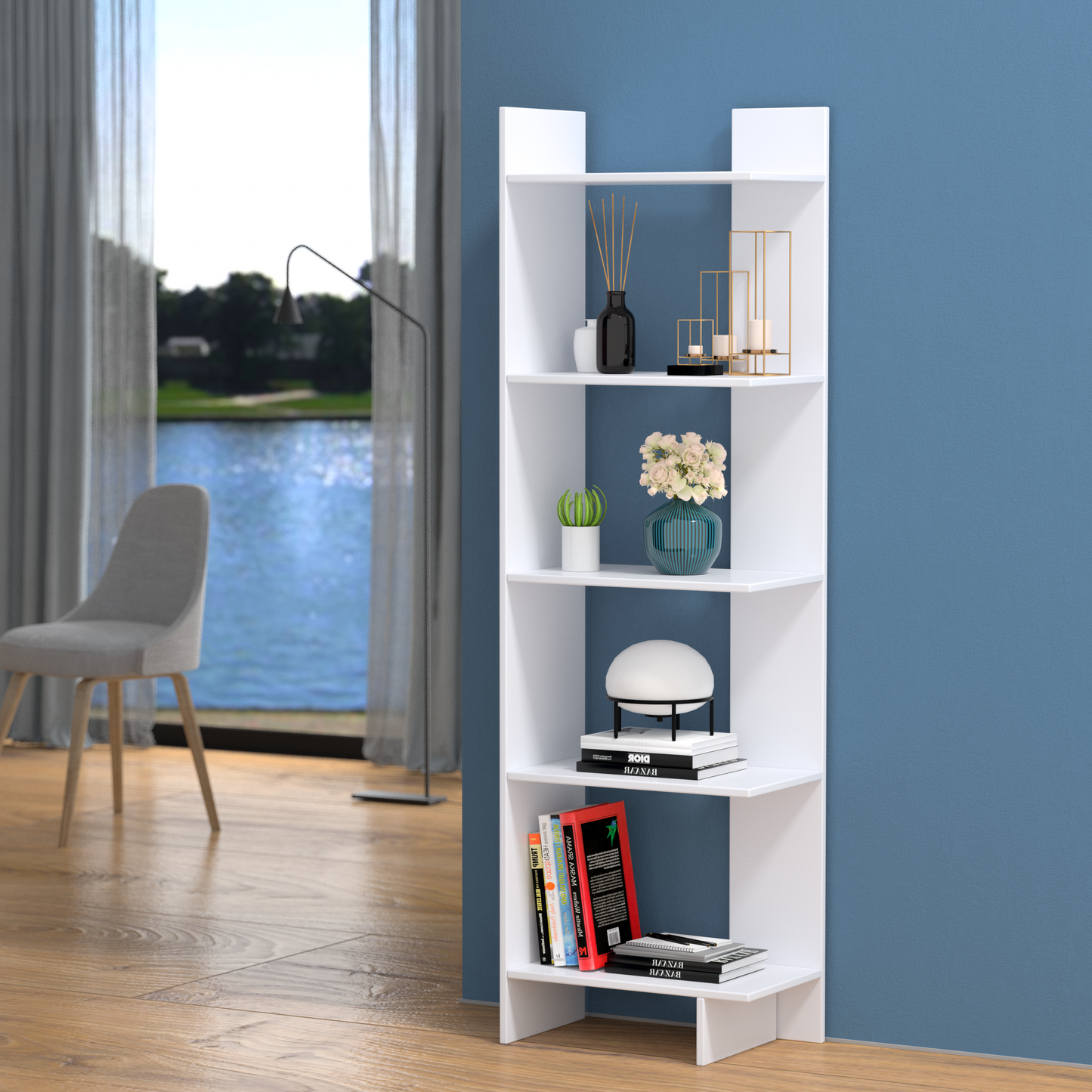 5-Tier Freestanding Decorative Storage Display Bookshelf Kids Crystal