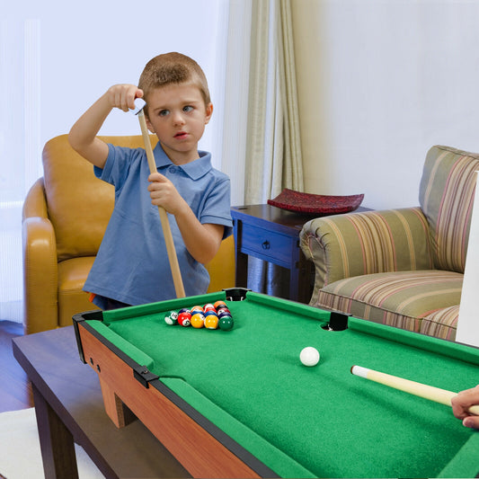 24” Mini Tabletop Pool Table Set Indoor Billiards Table with Accessories Kids Crystal