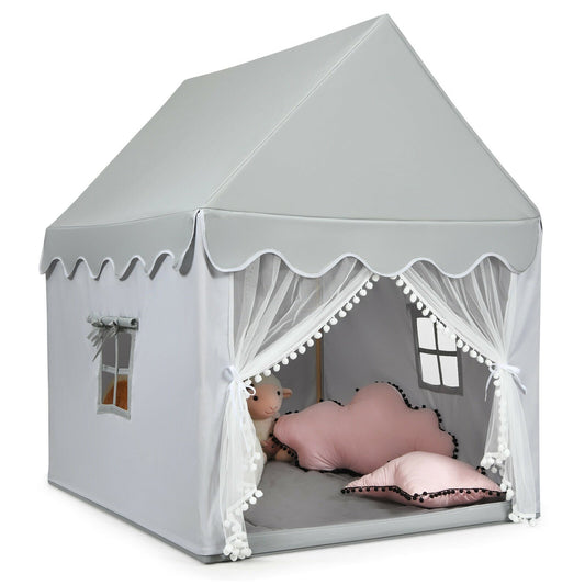 Kids Large Play Castle Fairy Tent with Mat-Gray Kids Crystal