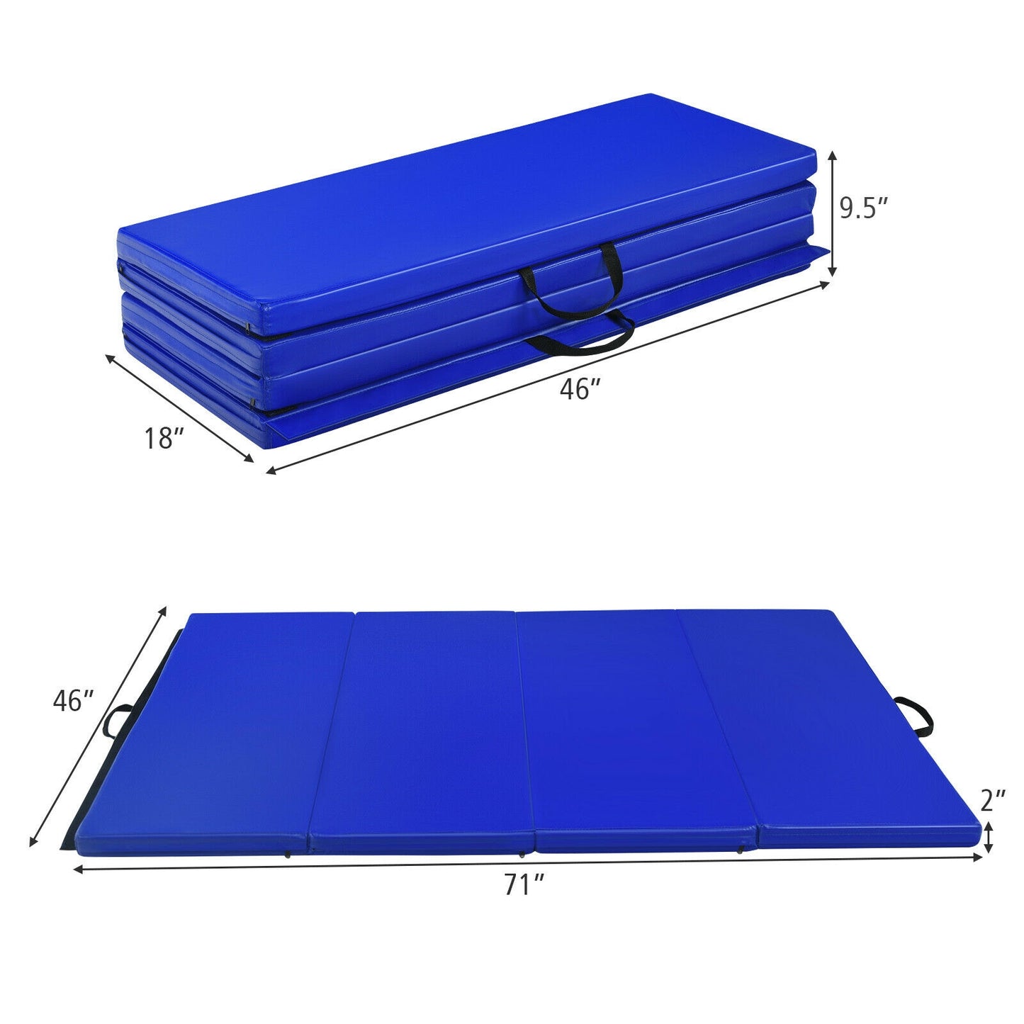Gymnastics PU Mat  Thick Folding Panel Gym Fitness Exercise-Navy Kids Crystal
