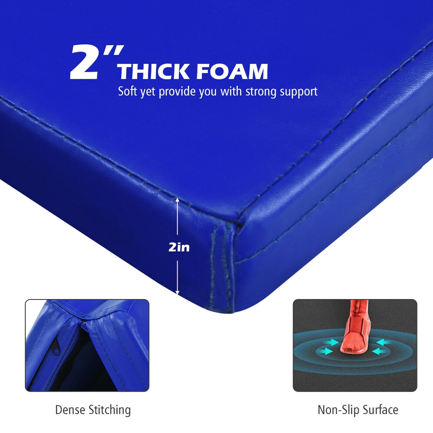Gymnastics PU Mat  Thick Folding Panel Gym Fitness Exercise-Navy Kids Crystal