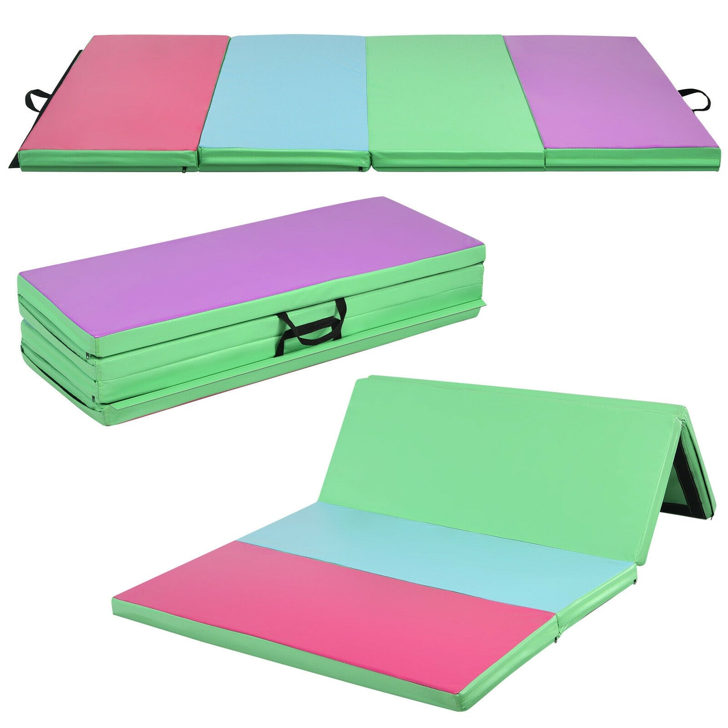 Gymnastics PU Mat  Thick Folding Panel Gym Fitness Exercise-Multicolor Kids Crystal