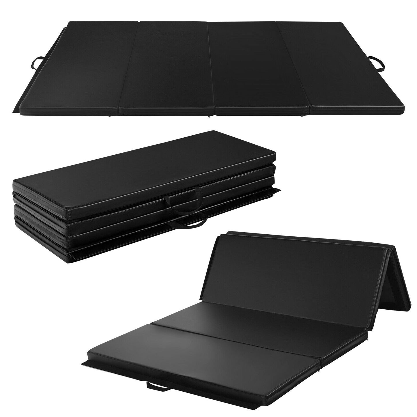 Gymnastics PU Mat  Thick Folding Panel Gym Fitness Exercise-Black Kids Crystal