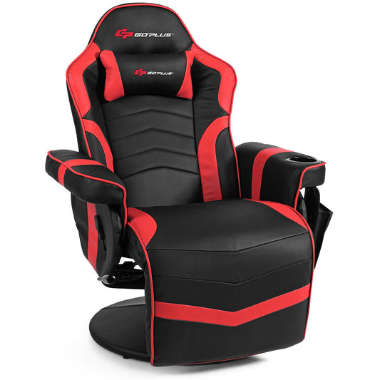 Ergonomic High Back Massage Gaming Chair Gaming Recliner with Pillow-Red Kids Crystal
