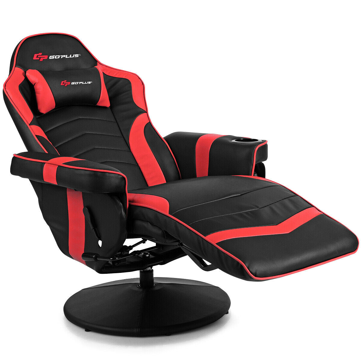 Ergonomic High Back Massage Gaming Chair Gaming Recliner with Pillow-Red Kids Crystal
