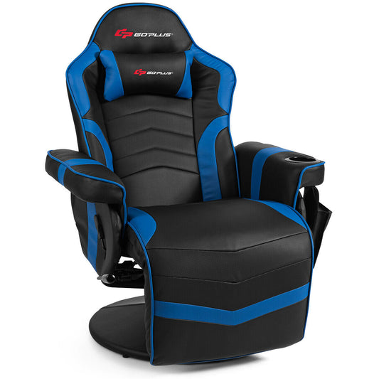 Ergonomic High Back Massage Gaming Chair with Pillow-Blue Kids Crystal