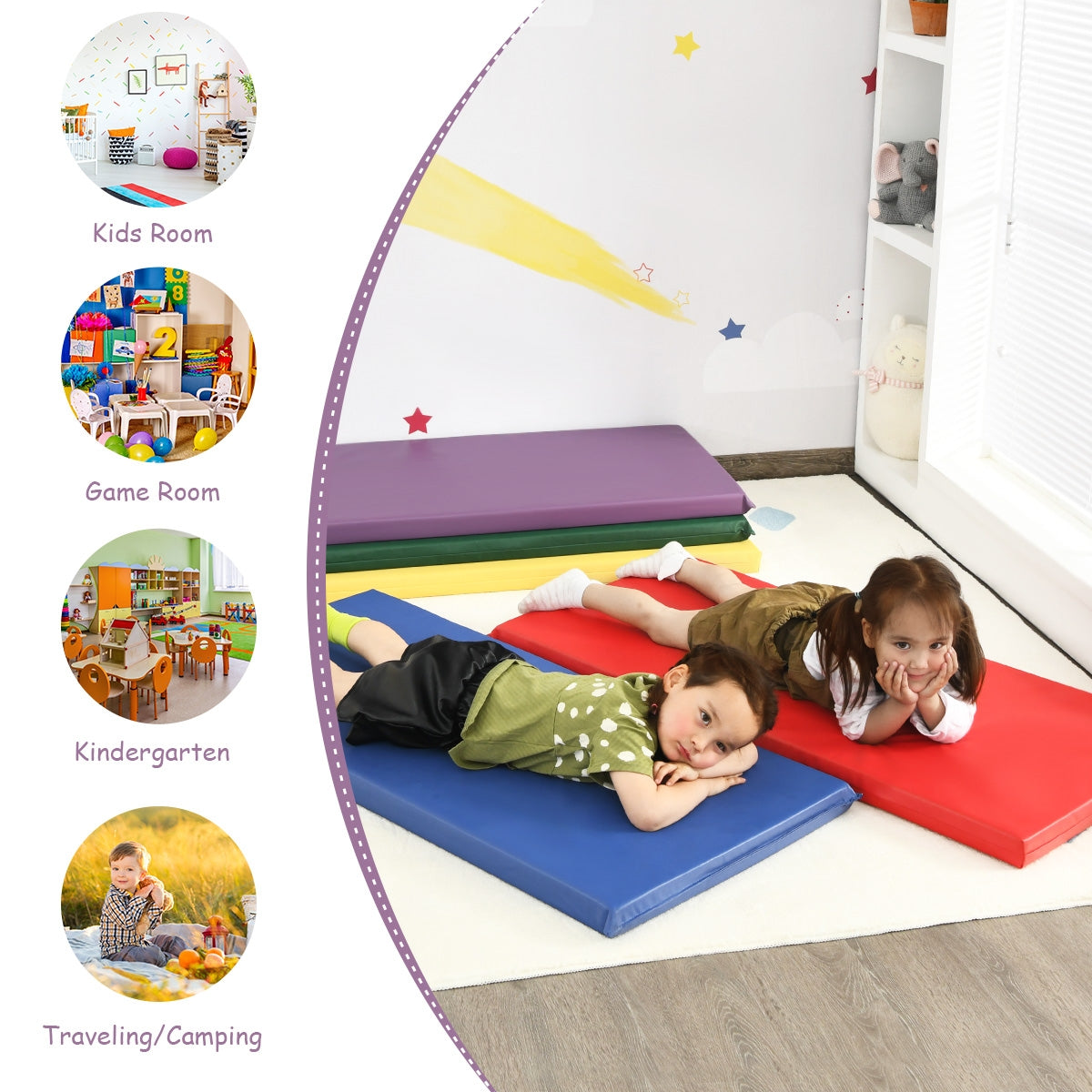 5 Pack 2 Inch Toddler Thick Rainbow Rest Nap Mats Kids Crystal