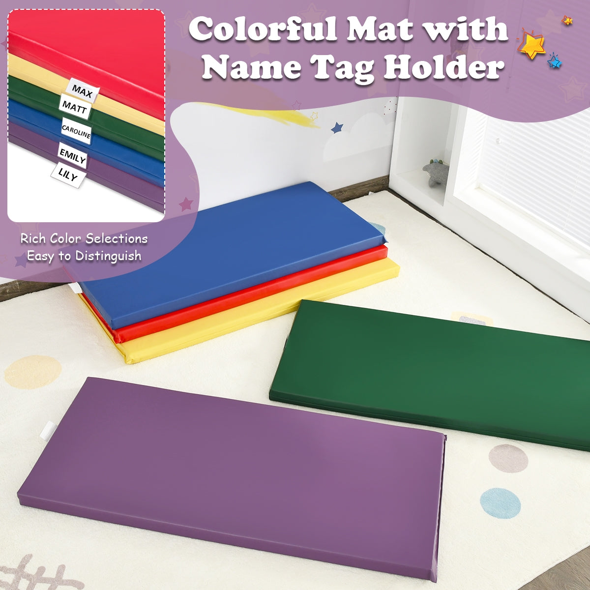 5 Pack 2 Inch Toddler Thick Rainbow Rest Nap Mats Kids Crystal
