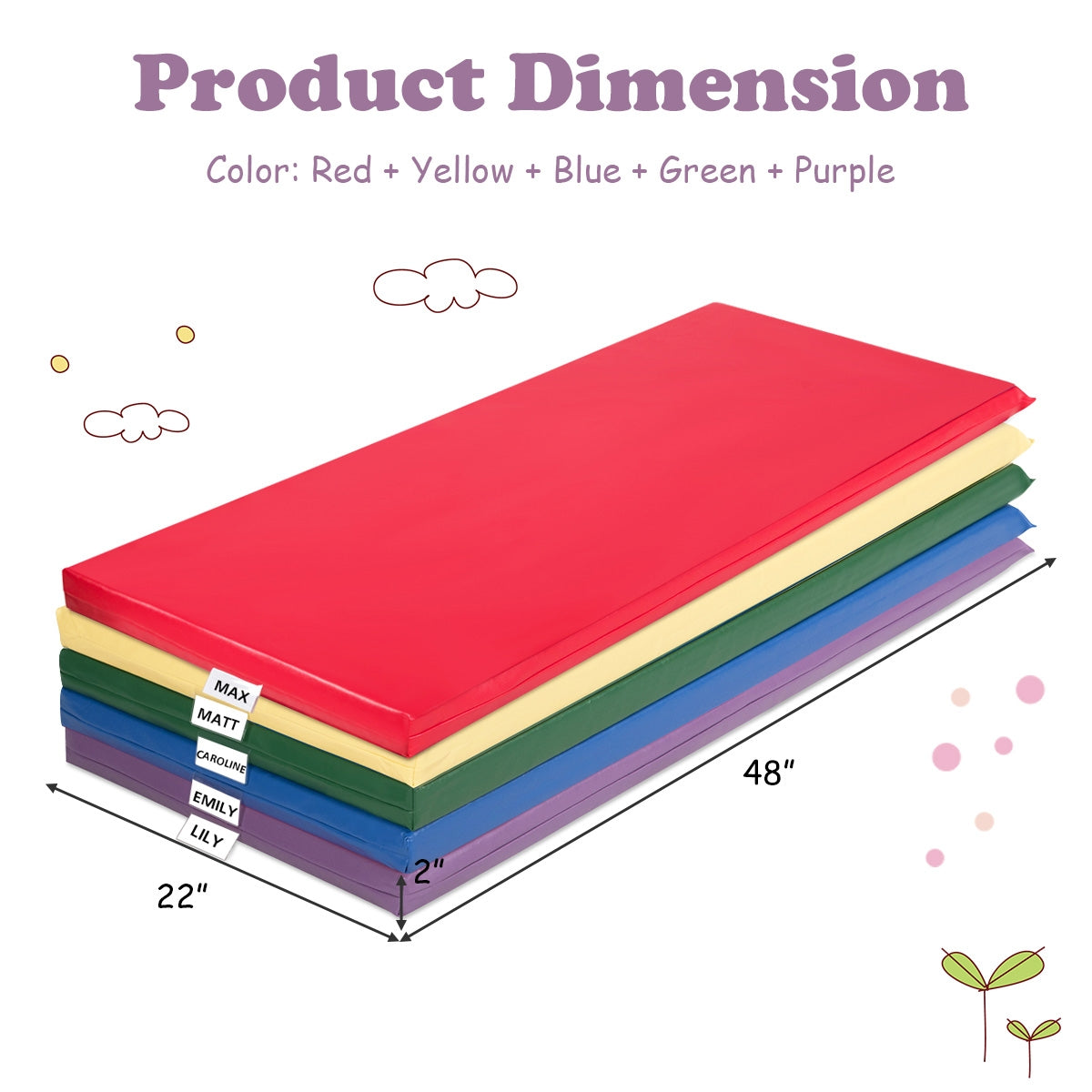 5 Pack 2 Inch Toddler Thick Rainbow Rest Nap Mats Kids Crystal