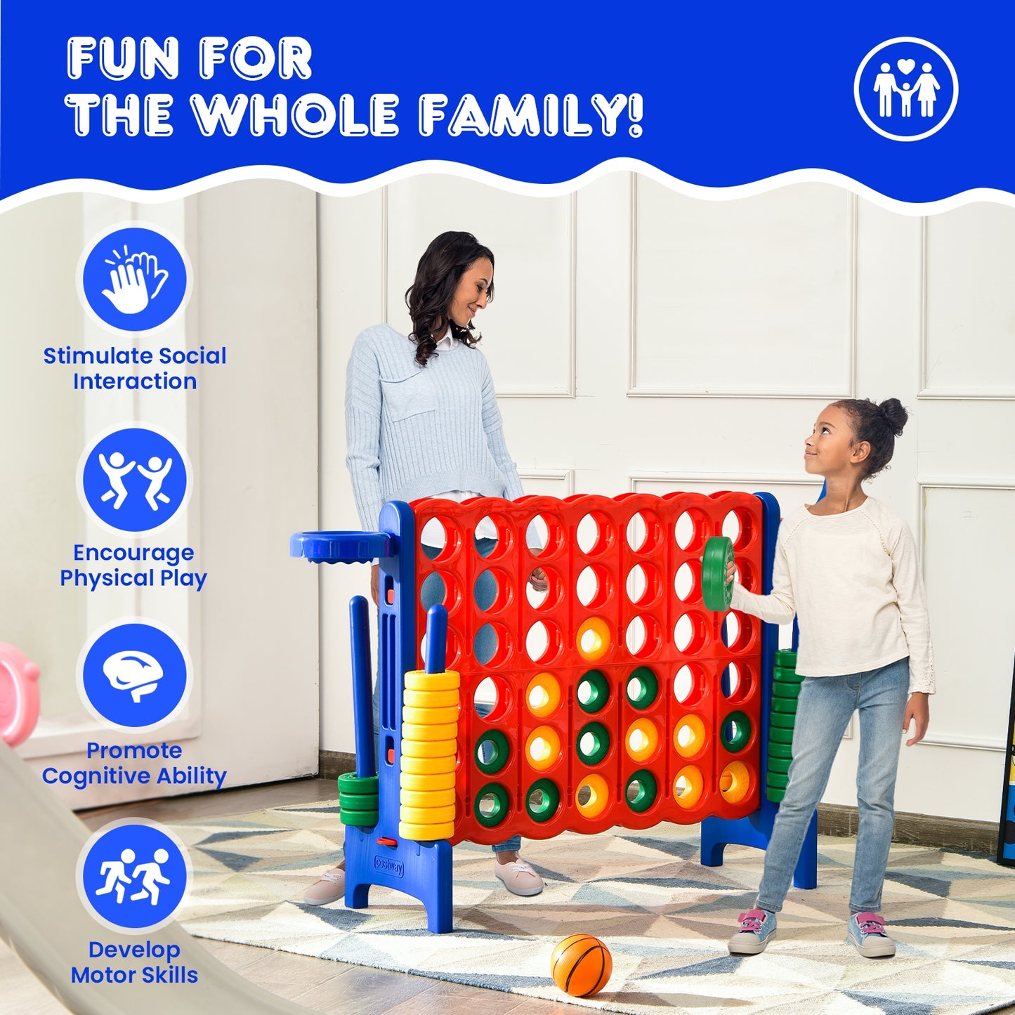 2.5 Feet 4-to-Score Giant Game Set-Blue Kids Crystal