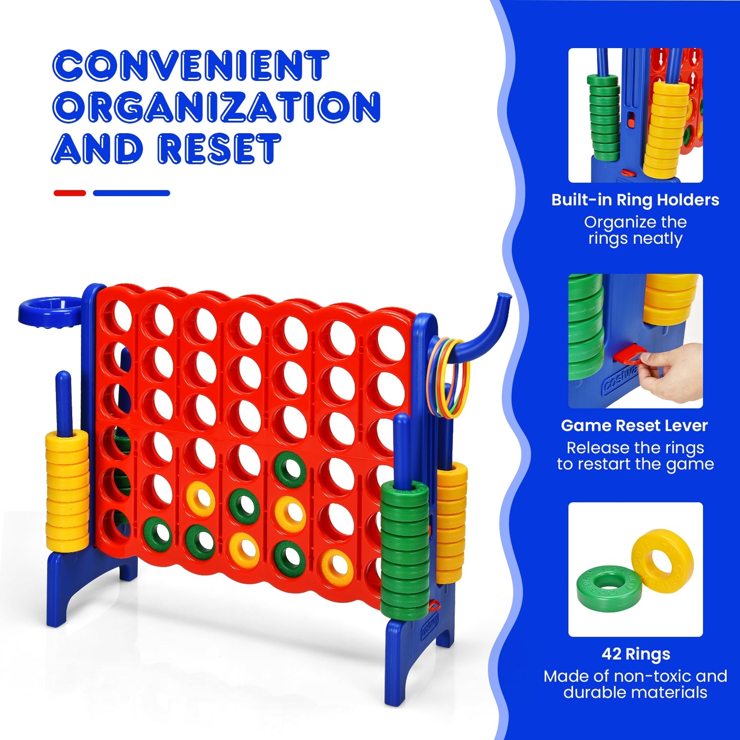 2.5 Feet 4-to-Score Giant Game Set-Blue Kids Crystal